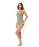 Cece Womens Keyhole Over the Shoulder Tankini Top 26CC207CT Black / White S