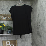 Kasper Womens Keyhole Ring Short-Sleeve Shirt Top 10924137 Black S