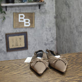 A New Day Camille Satin Slingback Bow Flats 94648291 Taupe Brown 6.5M