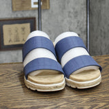 Easy Street Women's Maryann Wedge Sandal MARAN Denim Croco Blue 7W