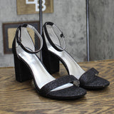 Bandolino Women's Armory Heeled Sandal Shoes BNARMORY2 Black Glamour 7.5M