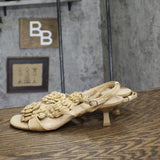 A New Day Womens Esme Floral Crochet Kitten Heels 92979007 Tan Brown 10M