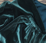 MSK Womens Long Sleeve Belted Waist Stretch Velvet Shift Dress Emerald Green L