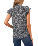 Cece Women's Printed Flutter-Sleeve Pintucked Blouse 7033122