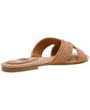 DV Dolce Vita Raffia Criss Cross Strap Flat Slide Sandals Cafe Brown 5.5M