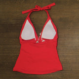 Mimi Flamingo Womens Soleil Solids Sonny Halterkini Tankini Top Swim Punch Red 6