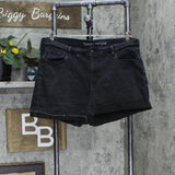 Signature Levi Strauss Womens Denim High Rise Rolled Cuff Shorts Black 18
