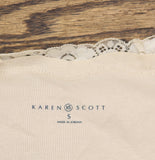 Karen Scott Womens Knit Cotton Scalloped-Lace Tank Top Pebble Brown S