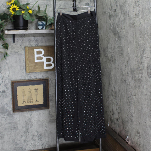 Danielle Bernstein Womens Studded Party Wide Leg Pants 7439-0167 Black 4