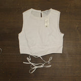 And Now This Womens Woven Tie Waist Top T7613 White M