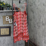 Teeze Me Juniors Printed Handkerchief-Hem Shift Dress Red Multi XL