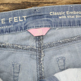 Laurie Felt Womens Classic Embroidered Slim Leg Jeans Light Blue 10