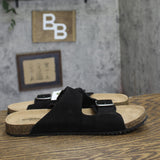Goodfellow & Co Mens Saul Suede Two Band Sandals Cork 94809739 Black 11