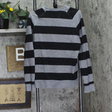 American Eagle Mens Striped French Terry Pullover Sweater Gray / Black XS