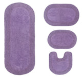 Home Weavers Double Ruffle Collection Bathroom Rugs 4-Piece Set Purple Standard