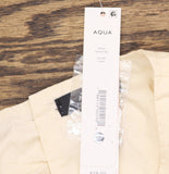 Aqua Womens Crop Cotton Cropped Babydoll Poplin Flutter Top Ivory Off White XS