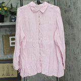 Fox Craft Womens Linen Striped Plus Size Button Up Shirt Red / White Stripes 20W