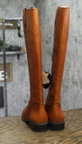 INC International Concepts Womens Fawne Leather Riding Boots Cognac Brown 7M