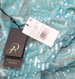 Adrianna Papell One Shoulder Side Slit Dress Gown Aqua Luster Blue 14
