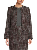 Calvin Klein Womens Open Front Tweed Blazer Jacket S47JW609 Black Red Multi 6