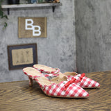 Wild Fable Womens Lysandra Gingham Eyelet Kitten Heels 92611148 Red / White 6.5M