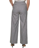 Calvin Klein Womens Petite Houndstooth Plaid Wide-Leg Pants T26P8784