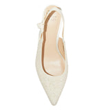 A New Day Pearl Slingback Heels with Pointed Toe 92611221 Ivory Off White 6M
