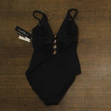 La Blanca Womens Island Goddess Plunge One Piece Swimsuit LB5ZZ10 Black 6