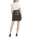 Karl Lagerfeld Paris Ponte Bodice Skirt Belted Sheath Dress Black Soft White 6