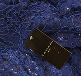 Tahari Asl Womens V-Neck Sequined Embroidered Gown Dress Deep Royal Blue 8