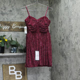 City Studio Metallic Velvet Spaghetti Strap Fit Flare Mini Dress Wine Red 7 / 8