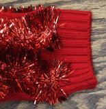 33 Degrees Tinsel Garland Holiday Bells Front Tie Cardigan Red S