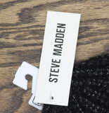 Steve Madden Womens Marled Knit Beanie Shimmer Rolled Cuff SMA-5500 Oxford Black