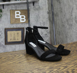 Steve Madden Womens Block Irenee Dress Sandal IRENEE Black Suede 7M