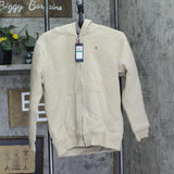 Tommy Hilfiger Boys Signature Fleece Zip-Up Sherpa Hoodie Jacket Hummus Brown L