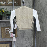 Rare Editions Girls Top and Sweater Vest Set F457125 Beige Brown / White 7