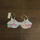 Raisins Juniors Vibras Floral-Print Underwire Bikini Top Swim Blue Multi L