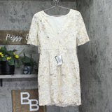 Eliza J Womens Sequin-Lace Puff-Shoulder Dress EJ4M3436 Ivory Off White 6