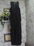 A New Day Sleeveless V Neck Keyhole Cinch Waist Side Pockets Jumpsuit Black M