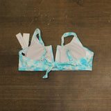 Salt + Cove V-Wire Tie-Back Bikini Top Sunkissed Sunrise Turquoise Blue 0X