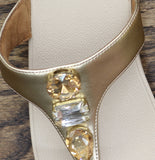 Fitflop Womens F-Mode Bejewelled Toe-Post Slip-On Thong Sandals Platino Gold 10M