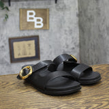 A New Day Meg Two-Band Buckle Slide Sandals 94748251 Black 10M