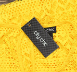 City Chic Trendy Plus Size Serenity Lace Blouse Shirt Top Golden Yellow 20W