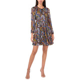 MSK Paisley Print Tiered Babydoll Metallic Chiffon Dress Black / Navy Multi PL