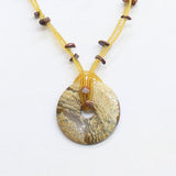 Y2K Beaded Donut Pendant Choker Necklace Yellow / Brown Multi 13" + 4"