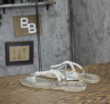 Shade & Shore Womens Luella Rhinestone Jelly Thong Sandals 92235050 Clear 7M