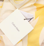 Calvin Klein Printed Chiffon Sleeveless Blouse Lemon Amber Yellow Multi XS