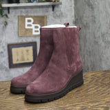 Lucky Brand Round Toe Chunky Wedge Chelsea Ankle Boots Winter Cherry Purple 6M