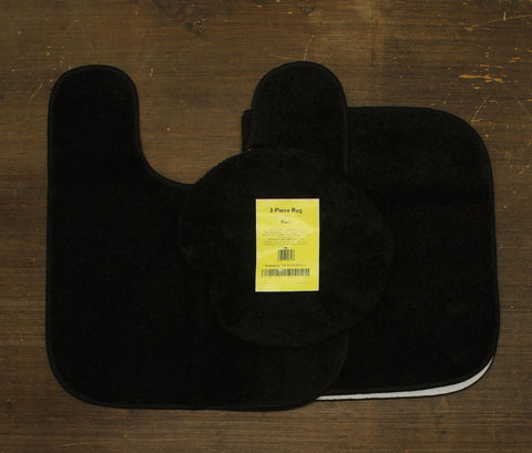 Garland Rug Washable Bathroom Rug Set with Lid and Contour Black 3-Piece