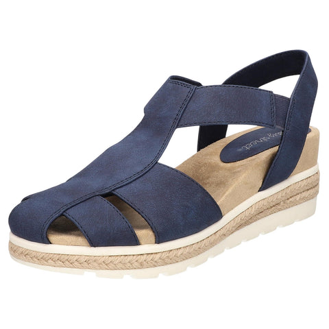 Easy Street Womens Freeport Wedge Heeled Sandals FREEPORT Navy Blue 8.5M